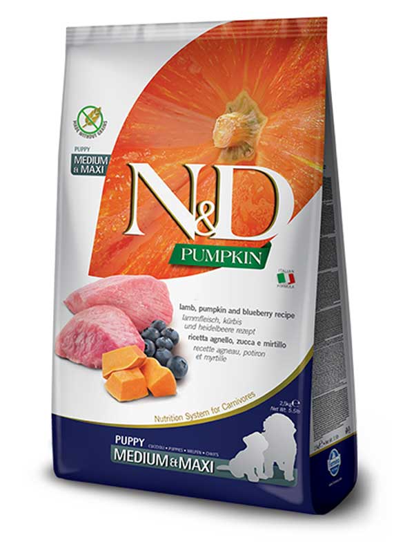 N&D Pumpkin - Lamb & Blueberry Puppy Medium & Maxi-01