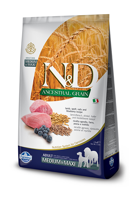 N&D Ancestral Grain canine - Lamb & Blueberry Adult Medium & Maxi-01