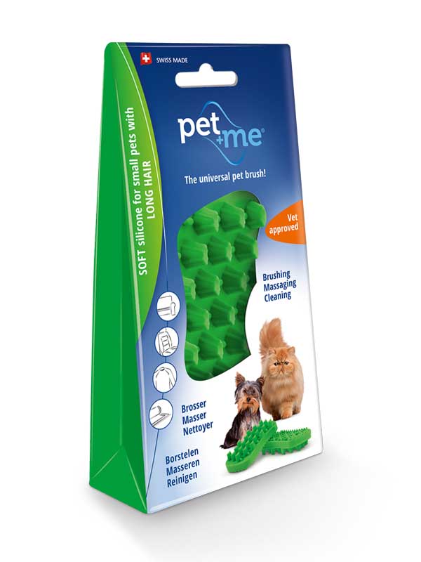 Βούρτσα σιλικόνης για μικρόσωμους μακρύτριχους σκύλους Pet+me-01